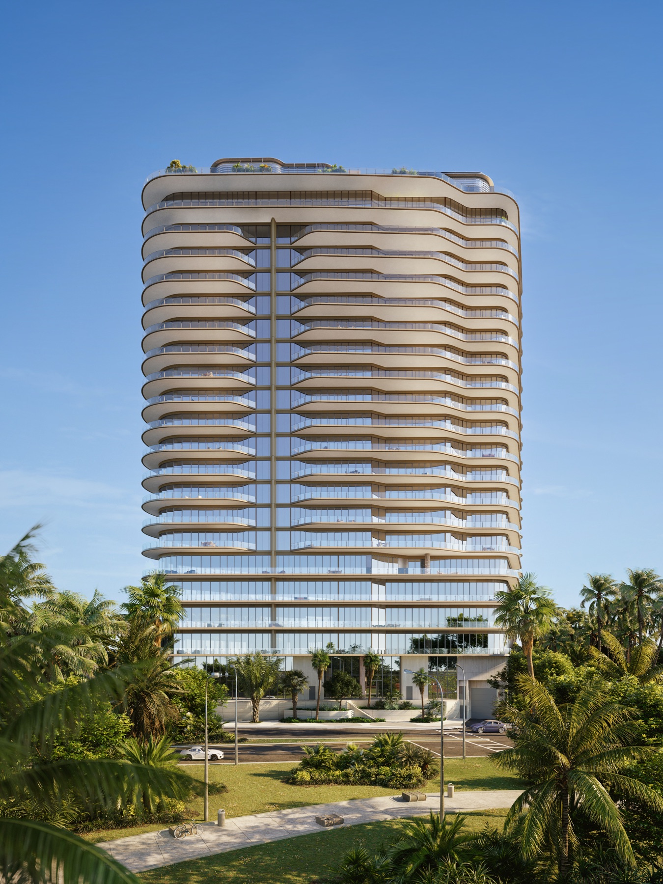 Four Seasons Private Residences Coconut Grove — 20-story bayfront residential tower at 2699 South Bayshore Drive, overlooking Biscayne Bay, by CMC Group and Fort Partners, designed by Revuelta Architecture International with interiors by Michele Bönan.